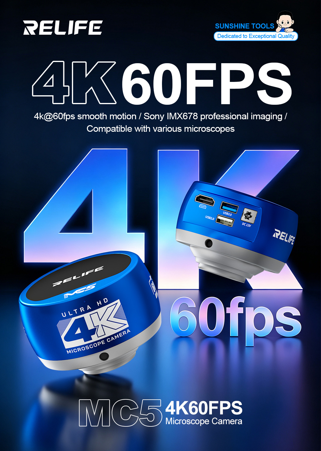 Câmera de Microscópio RELIFE M - 4K Microscope Camera Sony Sensor avaliação e preço